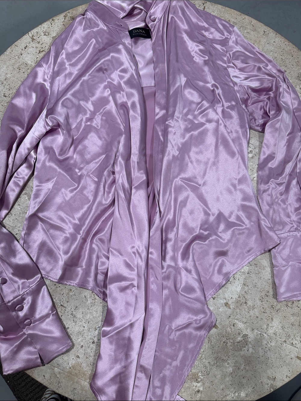 Dana Bachman Lavender Silk Draped blazer blouse size 10